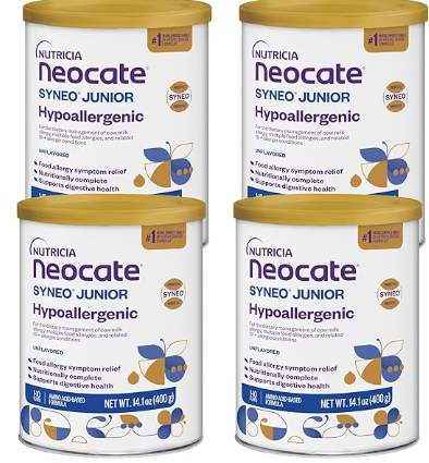 Nutricia Neocate Syneo Junior - Hypoallergenic, Dairy-free, Amino Acid-Based Formula for 1+ Years  Powdered Formula- Syneo Junior - 14.1 oz can (Case of 4)