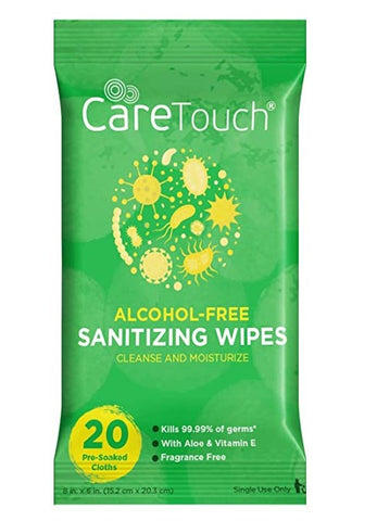 Care Touch Alcohol Free Sanitizer Wipes 12 Packs of 20(240 Wipes)