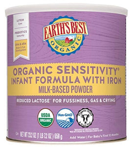 Earth's Best Organic Low Lactose Sensitivity Infant Formula with Iron 23.2 Ounce