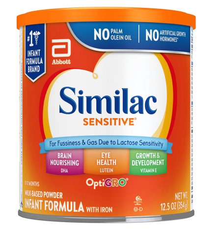 Similac Sensitive Infant Formula with Iron, Powder, 12.5-Oz Can, Case of 6
